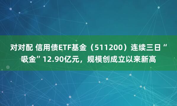对对配 信用债ETF基金（511200）连续三日“吸金”12.90亿元，规模创成立以来新高